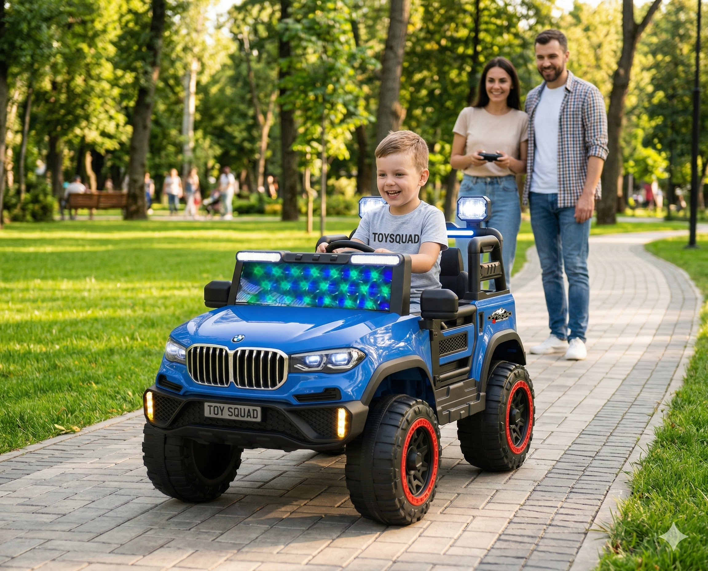 Toysquad BM jeep 4motor BlUE | windshield light and all music options