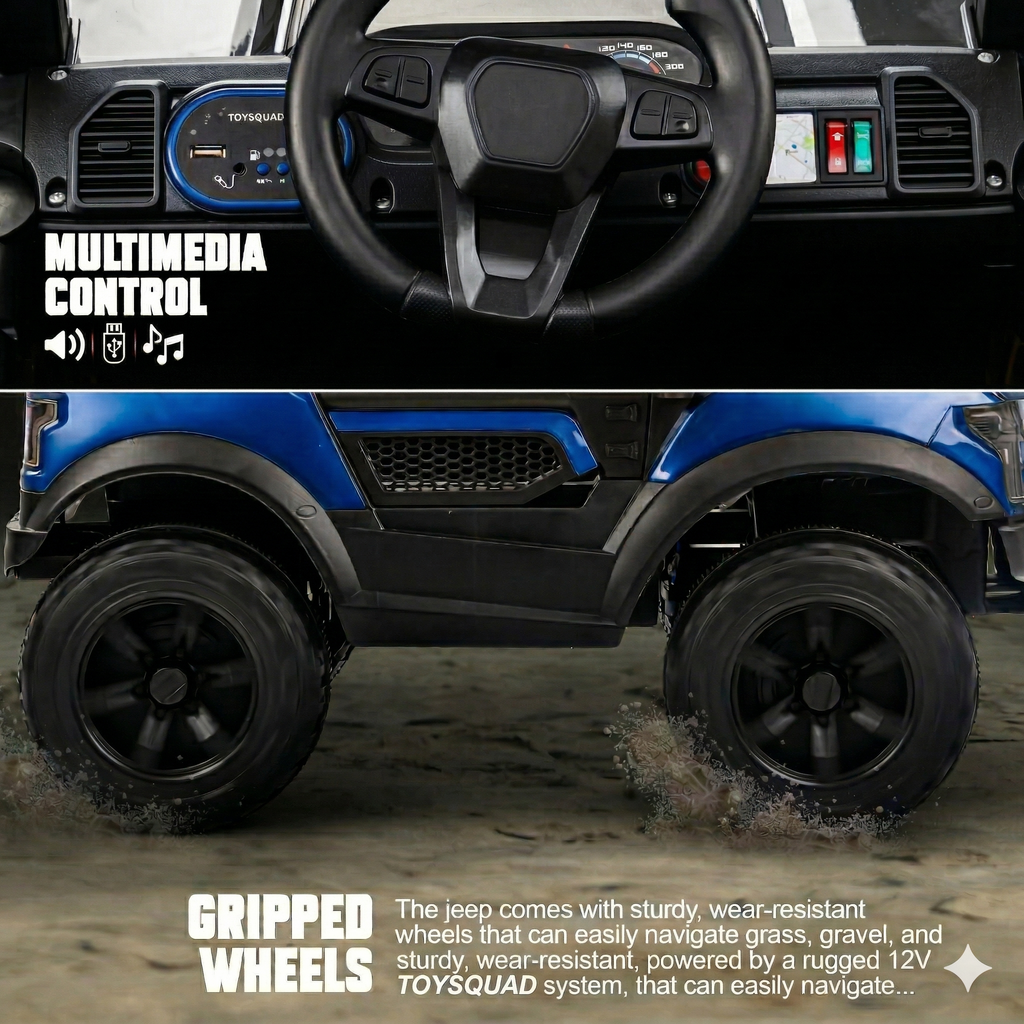 Toysquad Pobo jeep 4motor Blue | windshield light and all music options