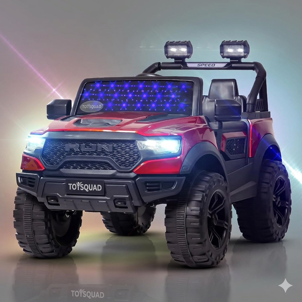 Toysquad Run jeep 4motor Red | windshield light and all music options
