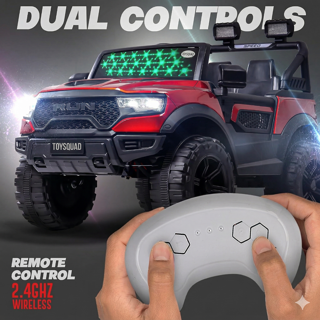 Toysquad Run jeep 4motor Red | windshield light and all music options