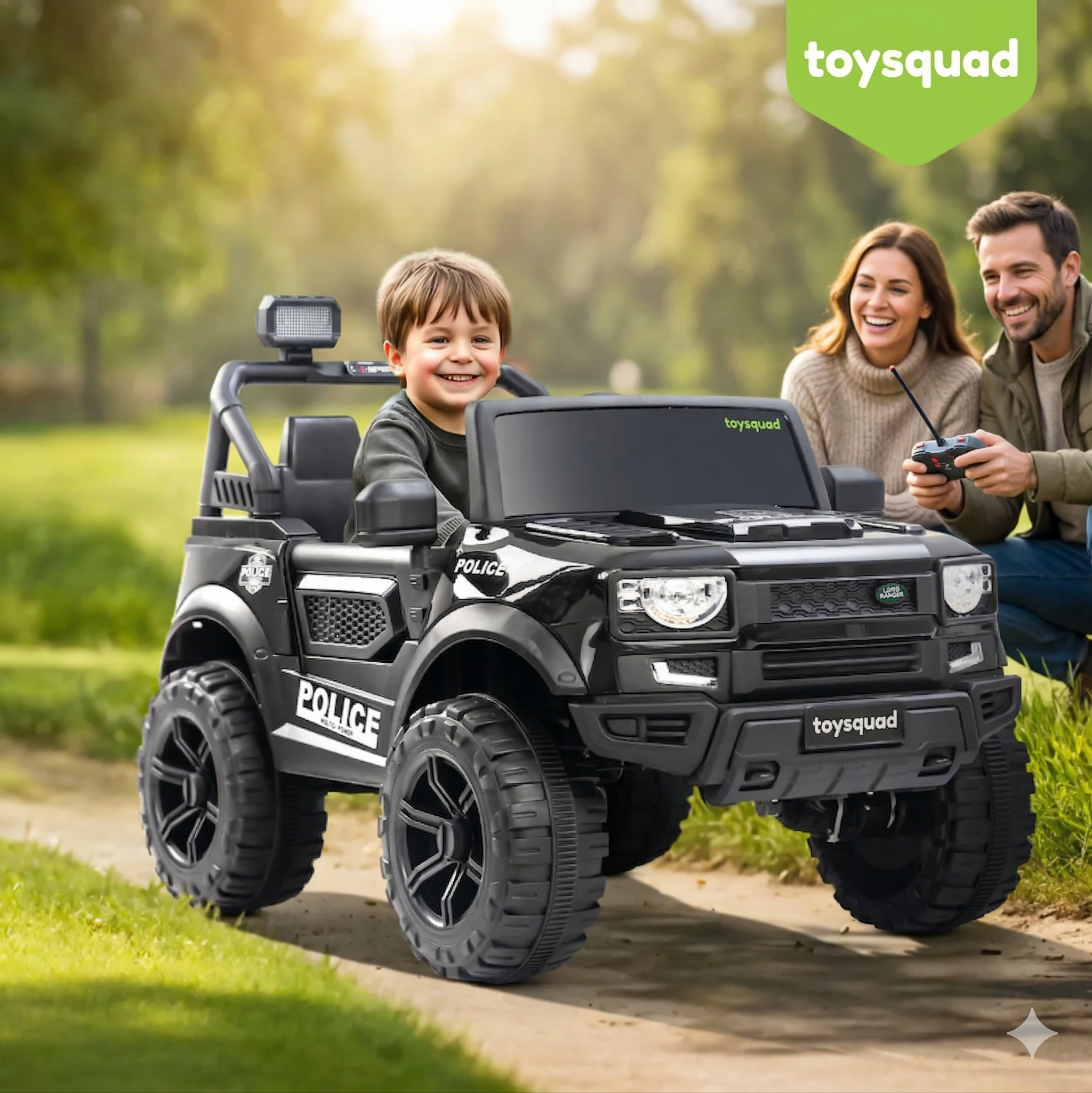 Toysquad Rover jeep 4motor Black | windshield light and all music options